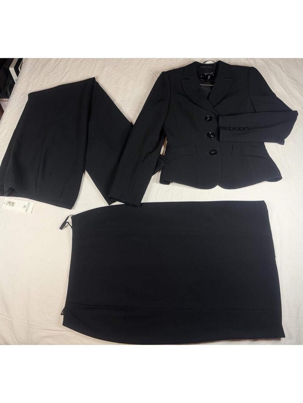 🖤 Basler 3PC Tailored Suit Set Jacket/Skirt/Pants EU 34 Black NWT 🖤